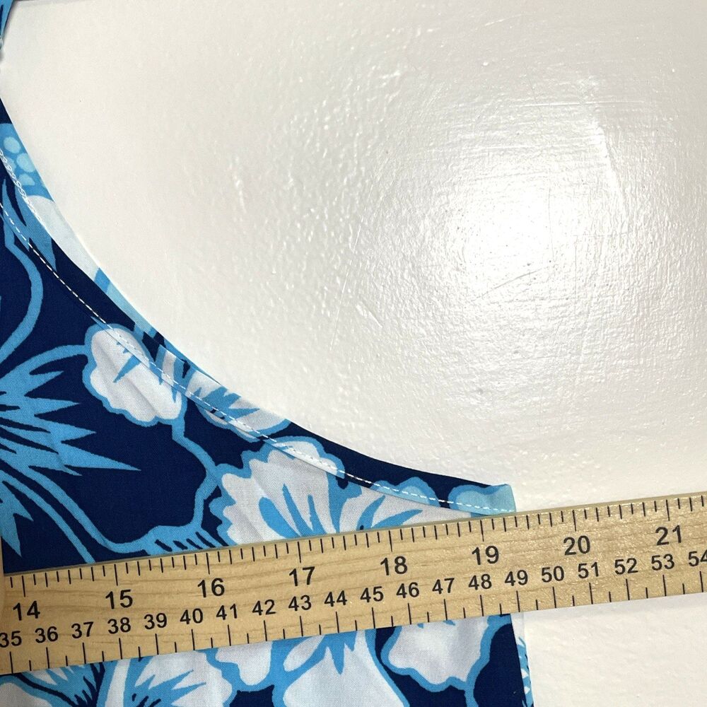 28 Palms Women's Tropical Print Strap Summer Dress Blue & White Size Medium - Picture 5 of 6